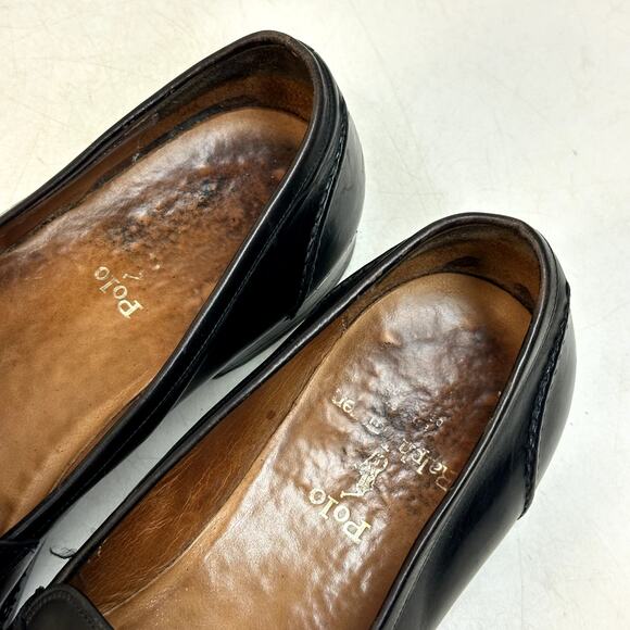 RESOLED Ralph Lauren Purple Label Penny Loafer Black Bench Made in Italy 10 D main image 7